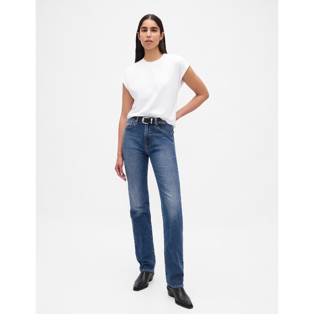 Gap 90s Straight High Rise Blue Casual Jean Woman’s Size 30/10 Short